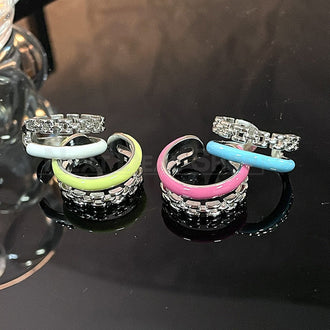 Double Layer Enamel Open Ring