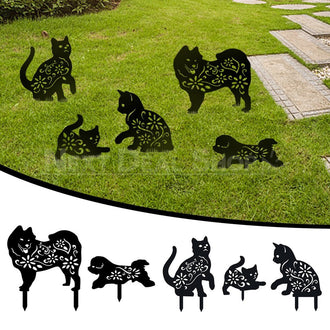 Family Pet Garden Silhouette Yard Stake