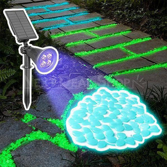 Glow-in-the-Dark Pebbles + Solar Powered LED Blacklight Combo Set
