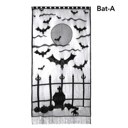 Halloween Themed Lace Curtain Decoration-Bat - A-View 11-Next Deal Shop