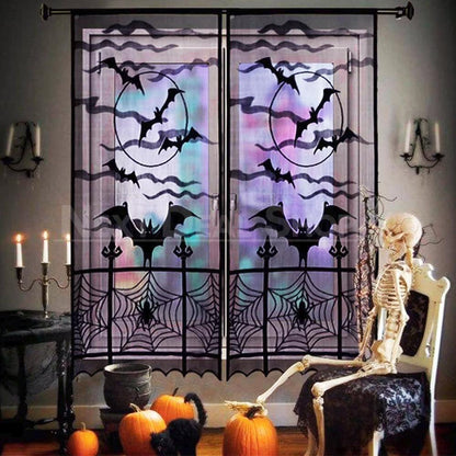 Halloween Themed Lace Curtain Decoration-Skeleton-View 6-Next Deal Shop