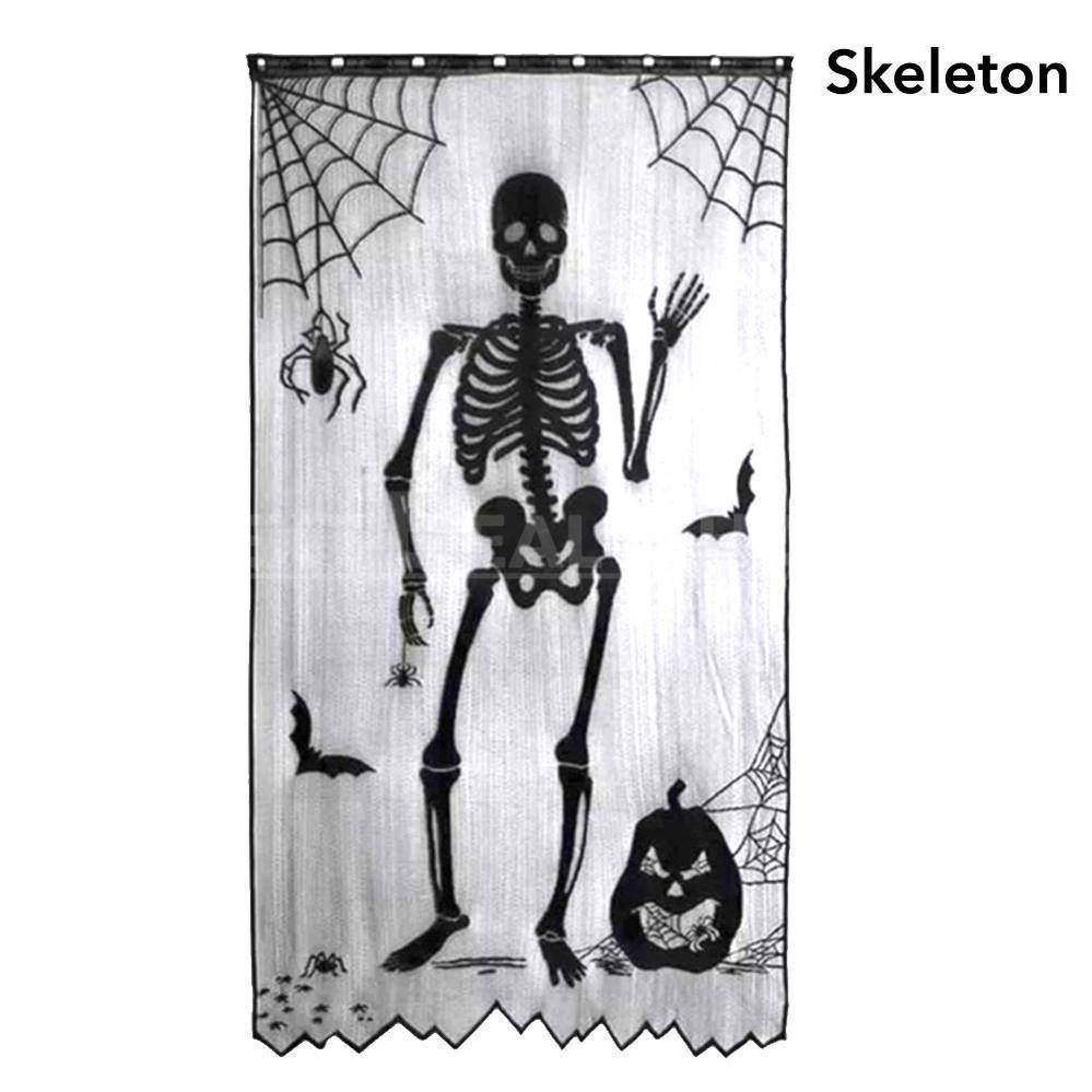 Halloween Themed Lace Curtain Decoration-Skeleton-View 7-Next Deal Shop