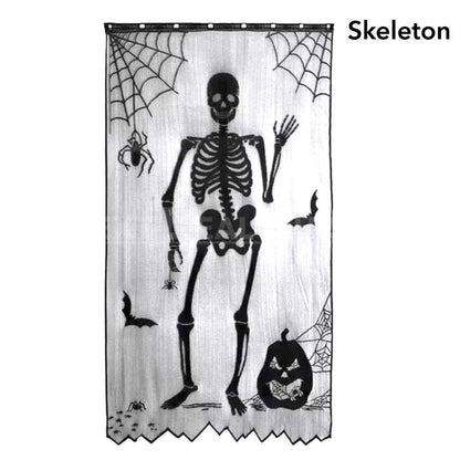 Halloween Themed Lace Curtain Decoration-Skeleton-View 7-Next Deal Shop