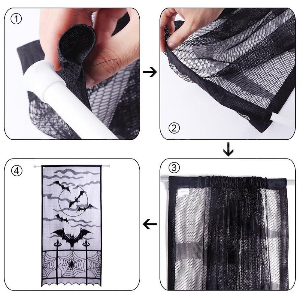 Halloween Themed Lace Curtain Decoration-Skeleton-View 9-Next Deal Shop