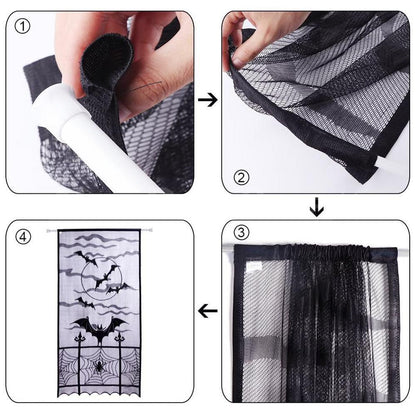 Halloween Themed Lace Curtain Decoration-Skeleton-View 9-Next Deal Shop