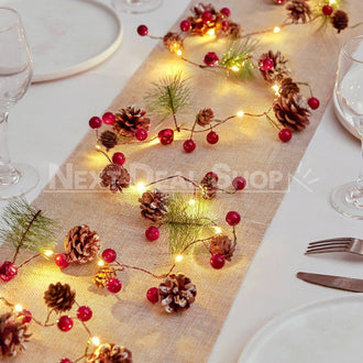 LED Red Berry Garland Lights