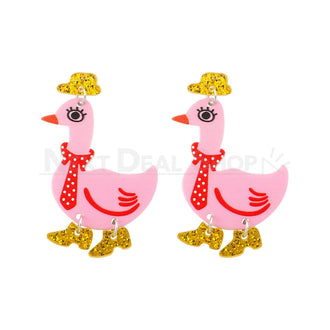 Pink Duck Earrings