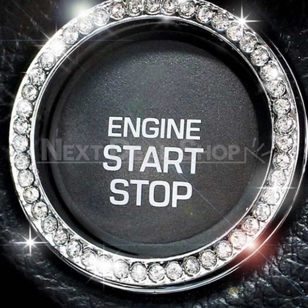 Rhinestone Push Start Button Decoration Ring