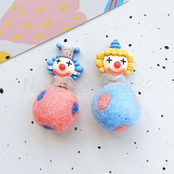 Smiley Clown with Felt Ball Earrings-Next Deal Shop-Next Deal Shop