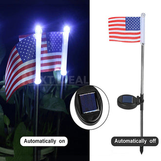 Solar Powered American Flag Garden Stake Light