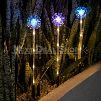 Solar-Powered Color Changing LED Dandelion 3 Piece Stake Set