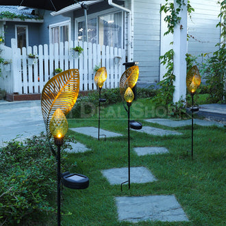 Solar-Powered Iron Leaf Stake Light
