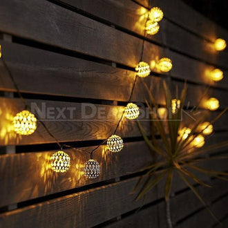 Solar-Powered LED Metal Decoration Ball String Lights