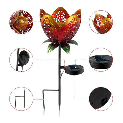 Solar Powered Metal Flower Stake Light-View 10-Next Deal Shop