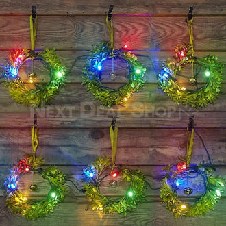 Solar-Powered Mini Wreath LED String Lights