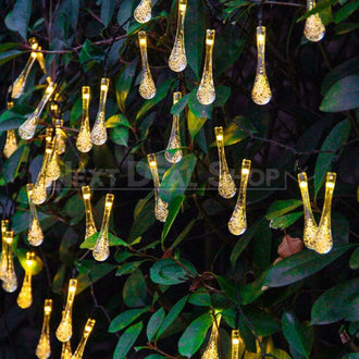 Solar-Powered Raindrop String Lights