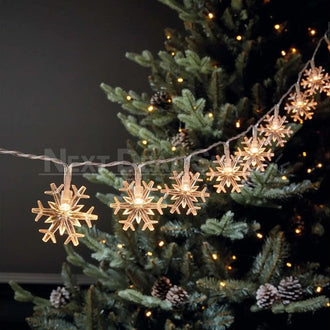 Solar-Powered Snowflake LED String Lights