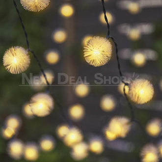 Solar-Powered Warm-White Dandelion LED String Lights