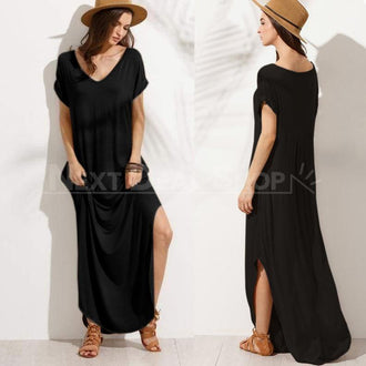 Stylish T-shirt Maxi Dress with Front Slits