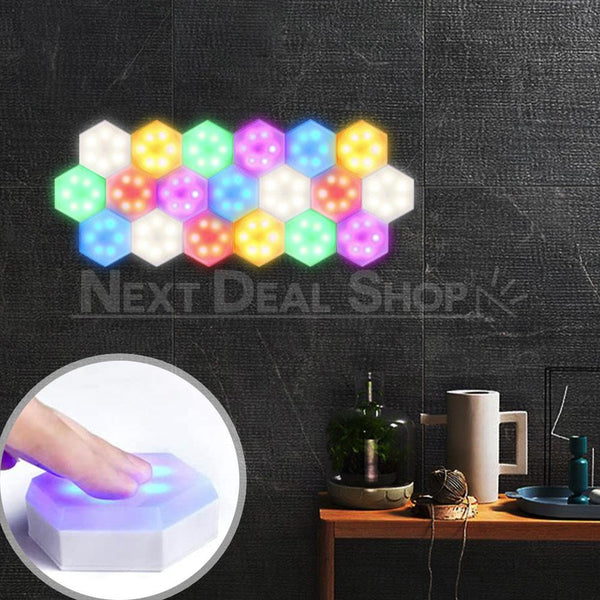 Wireless LED Smart-Tap Hexagon Light Set with Remote Control ...