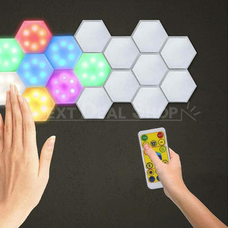Wireless LED Smart-Tap Hexagon Light Set with Remote Control